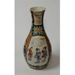 A large Japanese Meiji period vase of baluster form, decorated with three figures within a landscape