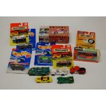A collection of various diecast model vehicles to include Matchbox and Hotwheels