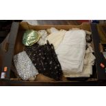 A box of miscellaneous lace and linen to include christening gowns, together with various ladies