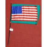 An American silk Stars & Stripes flag together with an Irish Erin Go Brach silk
