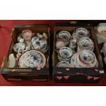 Two boxes of miscellaneous china to include Masons Ironstone table wares in the Regency pattern,