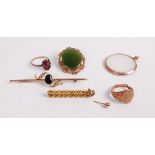 Mixed lot, to include 9ct gent's signet ring (a/f), 9ct gold and silver paste set ring, 15ct gold