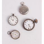 Four various silver cased pocket watches, to include keywind full hunter (a/f)