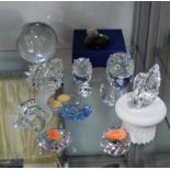 A collection of Swarovski crystal ornaments to include owls, hedgehog, etc, mostly boxed
