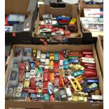 Two boxes containing a collection of various diecast model vehicles to include mainly Matchbox