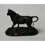 A modern bronze figure of a bull on marble base, height 28cm