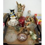 Two boxes containing a collection of various glassware and ceramics to include carnival glass,