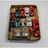 A collection of loose and playworn diecast toy vehicles, to include Bristol 450 E-Type Jaguar etc