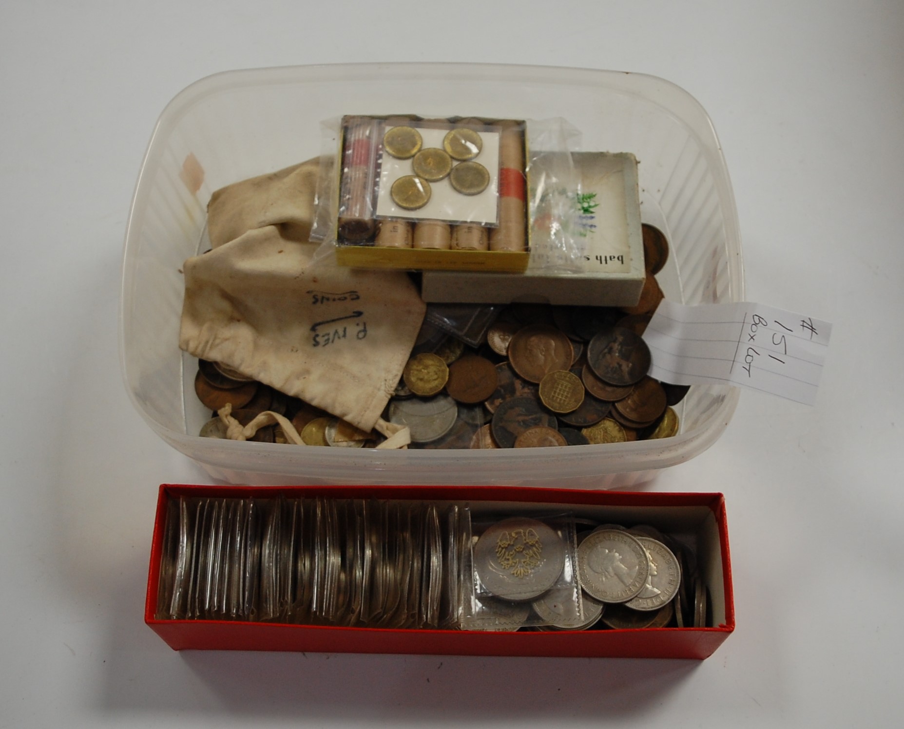 A collection of mostly English pre-decimal coinage, to include Elizabeth II half-crowns etc
