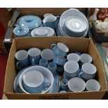 A Denby blue glazed stoneware part tea and dinner service