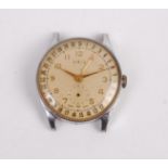 An Oris Gents steel cased wrist watch, mid 20th century and having Arabic numerals, outer calendar