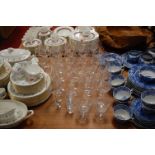 A collection of miscellaneous glassware to include various wine hocks, etc