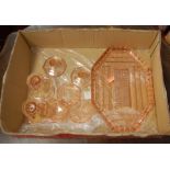 A 1930s pressed glass dressing table set