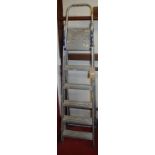 An aluminium six-step A-frame decorators ladder