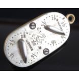 A late 19th century French brass and nickel game counter, having four dials for Faisons, Perdix,