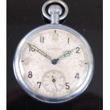 A Leonidas nickel cased open face military pocket watch, having an enamel dial with Roman numerals