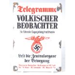 A modern German enamelled wall plaque "Telegramme Volkischer Beobachter" with eagle and swastika