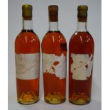 Château Climens, 1950, Barsac, three bottlesCondition report: Labels with losses.