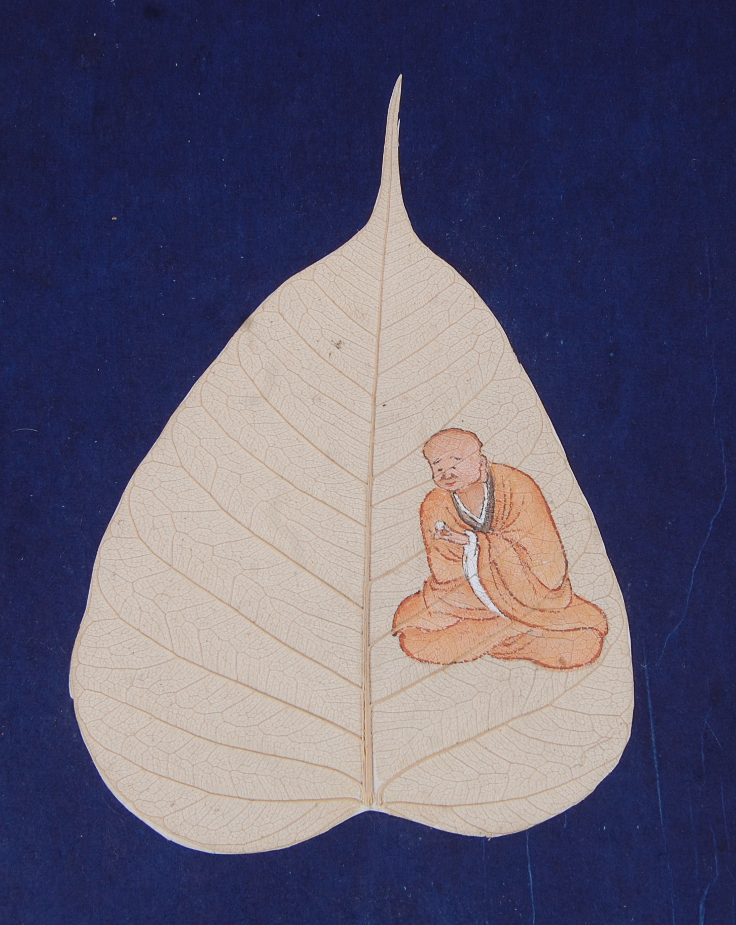 An album of Bodhi tree leaf paintings, containing eighteen gouache paintings depicting various - Image 19 of 21
