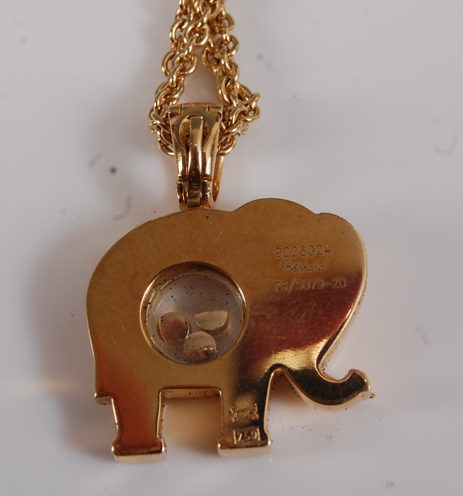 A Chopard 18ct gold Happy Diamonds elephant pendant, the ears pavé set with 24 small brilliant cut - Image 2 of 5