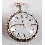 A George III sterling silver pair cased keywind fusee pocket watch, having pierced inner balance