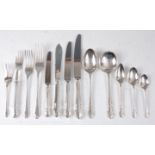 A modern Walker & Hall full twelve place setting cutlery suite, comprising table forks, table knives