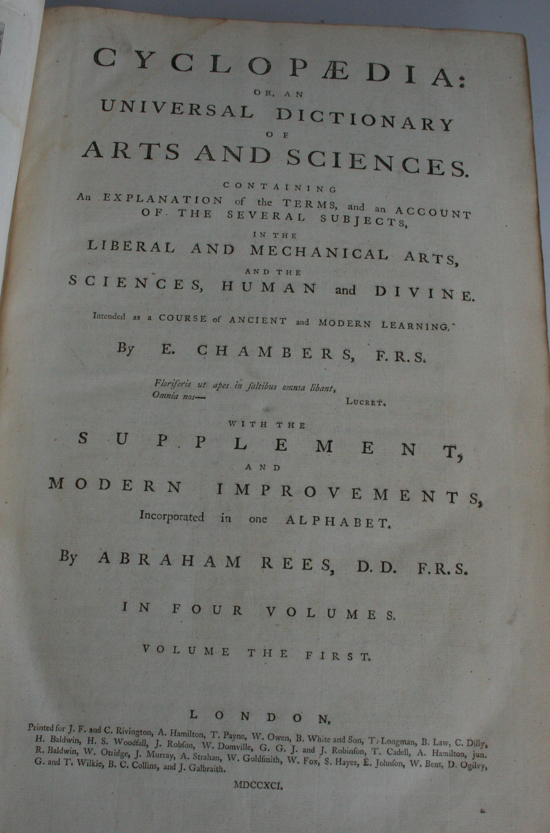 CHAMBERS, Ephraim & REES Abraham. Cyclopaedia: or an Universal Dictionary of Arts and Sciences; …….. - Image 2 of 4