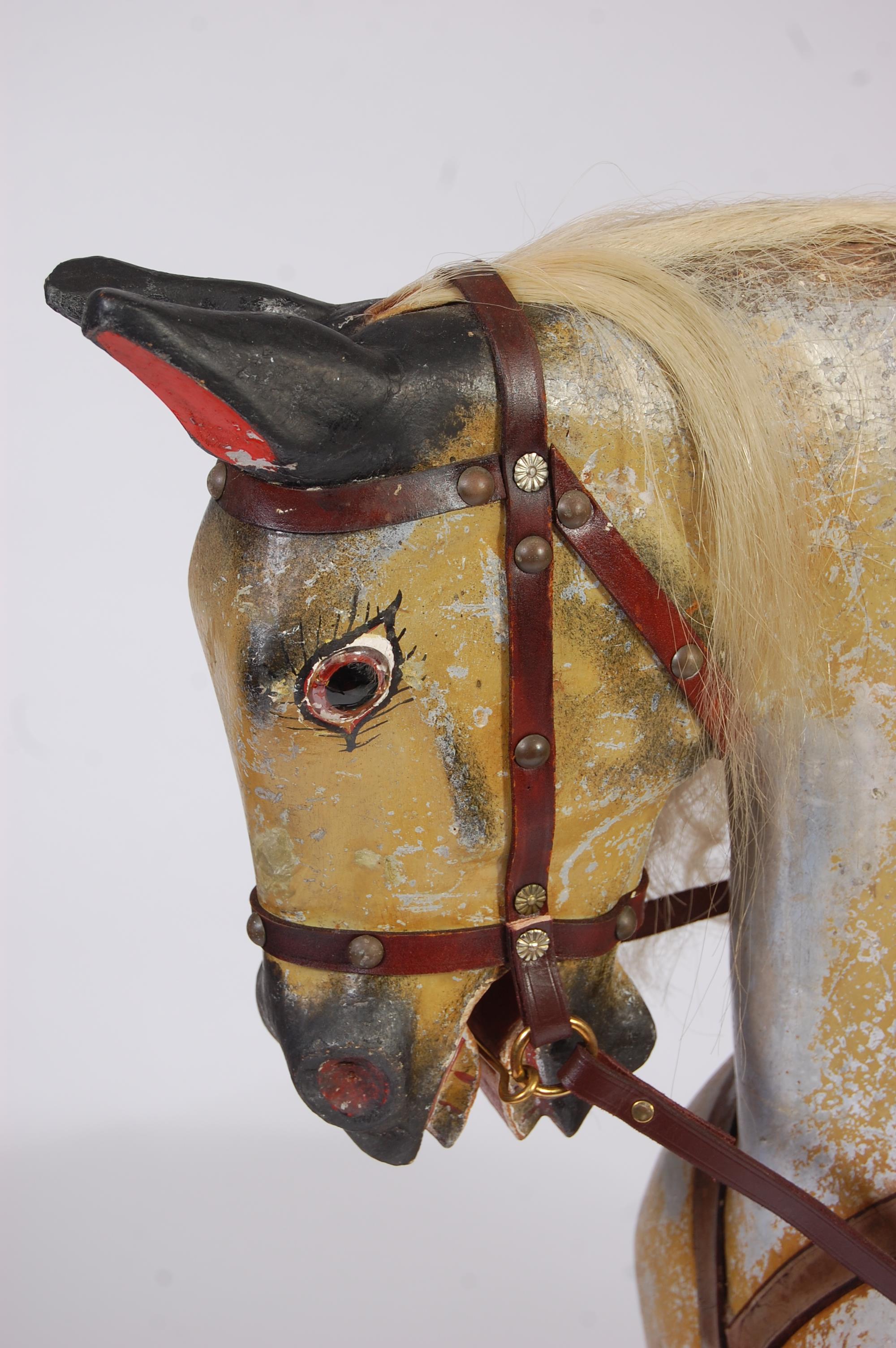 A good Victorian childs' dapple-grey rocking horse by Ayres of London, having horse hair mane and - Image 2 of 3