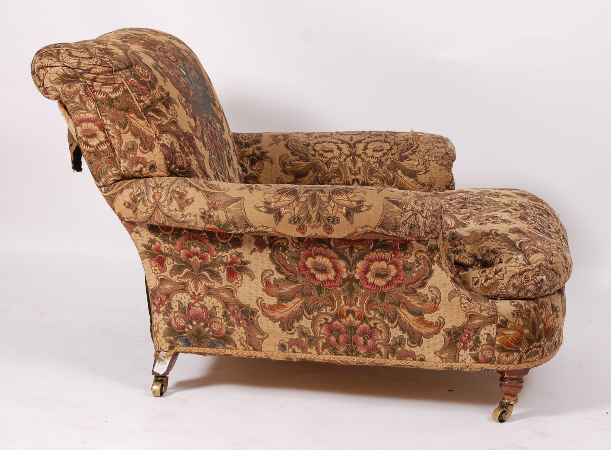 A Victorian oak framed armchair in the manner of Howard & Sons, having a deep seat, the whole - Image 2 of 7