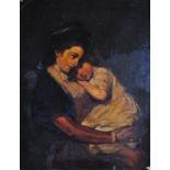 19th century English school - Mother and child, oil on canvas, 89 x 69cmCondition report: Heavily