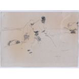 Harry Becker (1865-1928) - Men scything, pencil, 17 x 25cmCondition report: Paper with browning