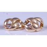 A pair of yellow metal double curblink clip earrings, with Omega backs, dimensions 32 x 20mm,