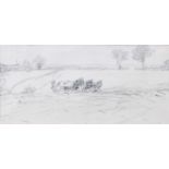 Harry Becker (1865-1928) - Ploughing scene, charcoal, 14 x 30.5cmCondition report: Small crease to