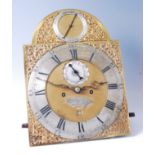 Thomas King of London - an 18th century longcase clock dial and movement, the 12" brass arched