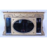 A 19th century giltwood and gesso chimney mirror, the frieze decorated with swags of bellflowers,