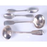 A pair of Victorian silver sauce ladles, in the Fiddle pattern, maker James Josiah Williams,