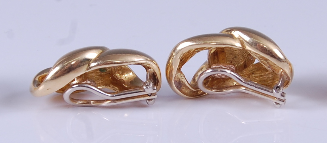 A pair of yellow metal double curblink clip earrings, with Omega backs, dimensions 32 x 20mm, - Image 2 of 2