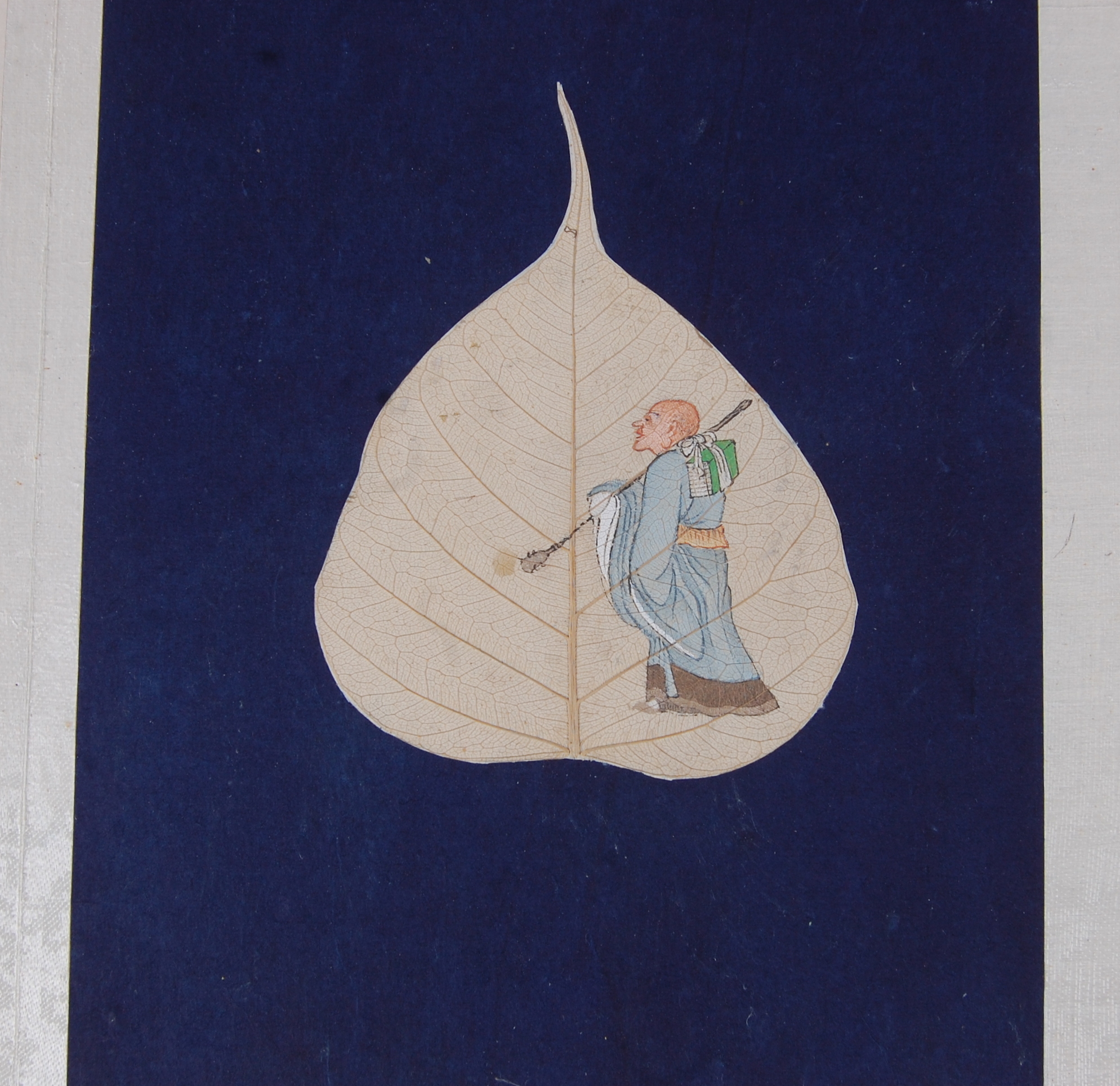 An album of Bodhi tree leaf paintings, containing eighteen gouache paintings depicting various - Image 3 of 21