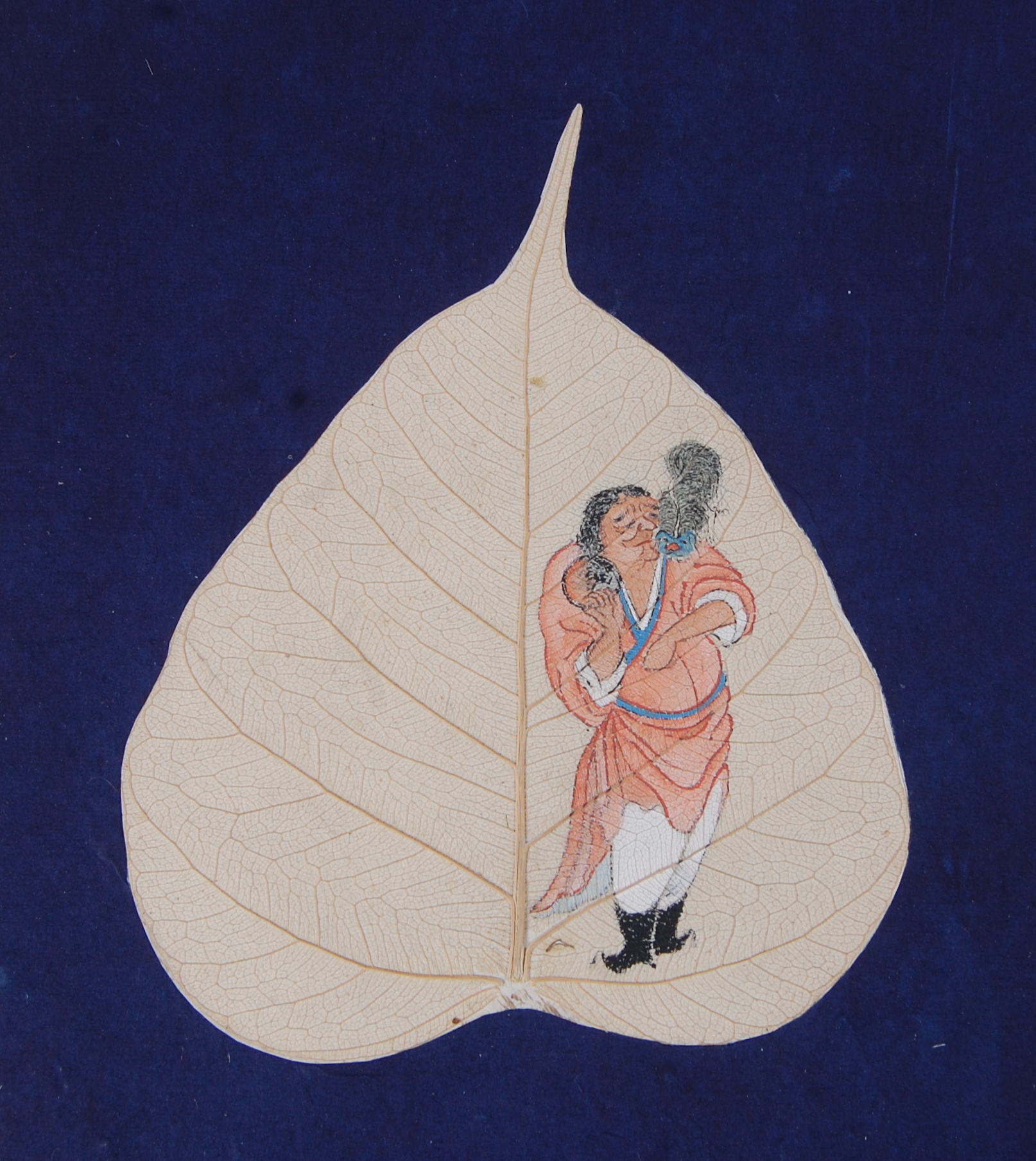 An album of Bodhi tree leaf paintings, containing eighteen gouache paintings depicting various - Image 10 of 21