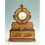 A mid-19th century rosewood and brass inlaid mantel clock, known 'The Courier of St Petersburg'