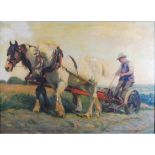 H. Hardy - Heavy horses ploughing, oil on canvas, signed lower left, 82 x 112cmCondition report: