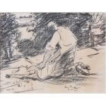 Harry Becker (1865-1928) - Sheep shearing, lithograph, 25 x 33cmCondition report: Paper with light