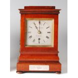 Swinburn of Durham - a late Victorian polished satinwood cased four glass mantel clock, having a