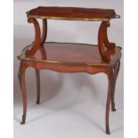A circa 1900 French kingwood and rosewood crossbanded two-tier etagere, in the Louis XV taste,