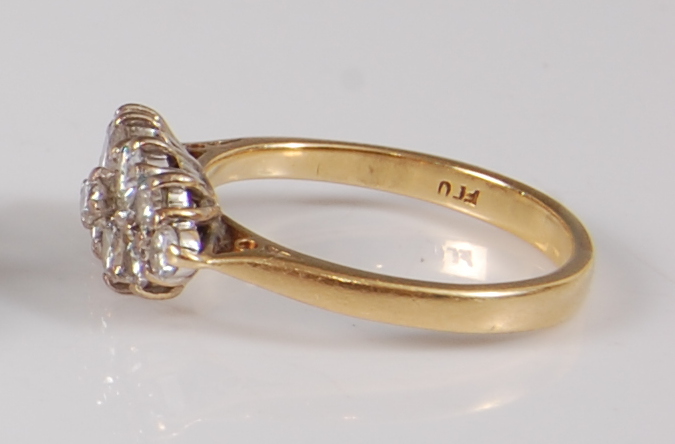 An 18ct yellow and white gold diamond marquise shaped cluster ring, featuring eleven round brilliant - Image 3 of 3