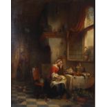 Adrien Verhoeven-Ball (Belgian 1824-1882) - The sleeping kitchen-maid, signed and dated 1850 lower