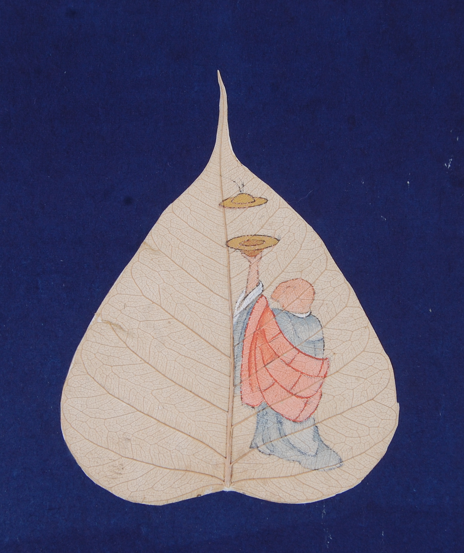 An album of Bodhi tree leaf paintings, containing eighteen gouache paintings depicting various - Image 20 of 21