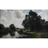 José Weiss (1859-1919) - The banks of the Arun, oil on canvas, signed lower right, 36 x 60cm