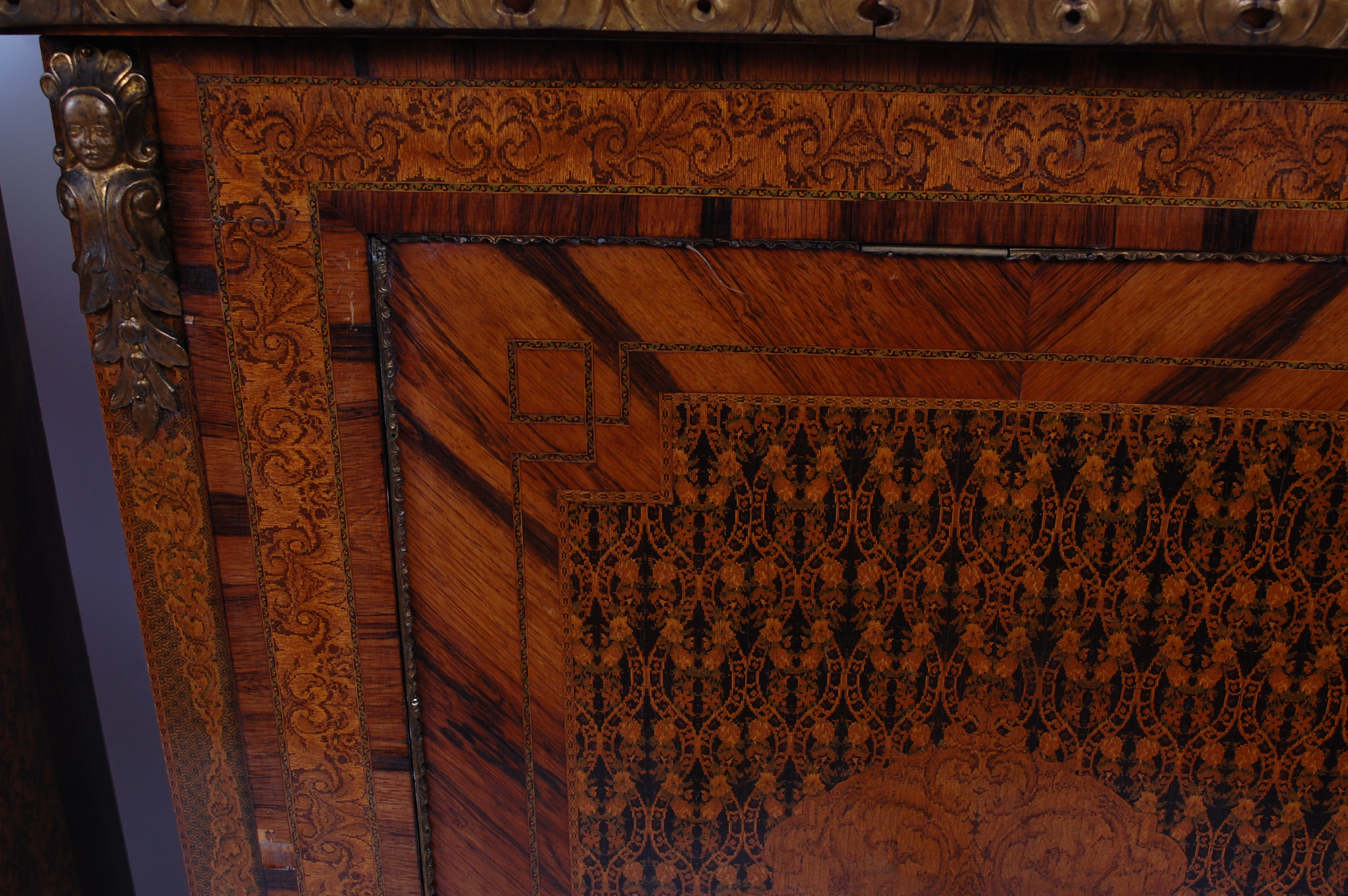 A pair of 19th century French rosewood and fine specimen marquetry inlaid cabinets, each having - Image 5 of 5