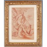 18th century school - Hercules and the Lion, red chalk drawing, 29 x 20cm